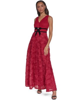 Women's Floral V-Neck Sleeveless Long Gown