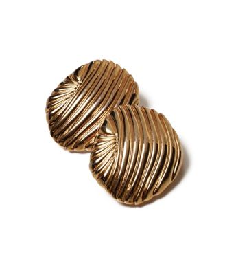 Gold-Tone Shell-Inspired Statement Stud Earrings