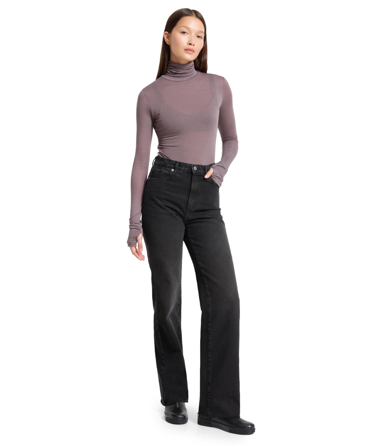 Женский топ Marcella Eloise Sheer High-Stretch Turtleneck, цвет: Антрацитовый — фото 6