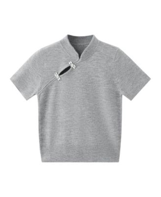 Women's Pekinlux Mock Neck Short Sleeve Lightweight Sweater