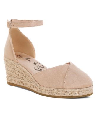 Nuclas Faux Suede Ankle-Strap Espadrille Wedge Heels