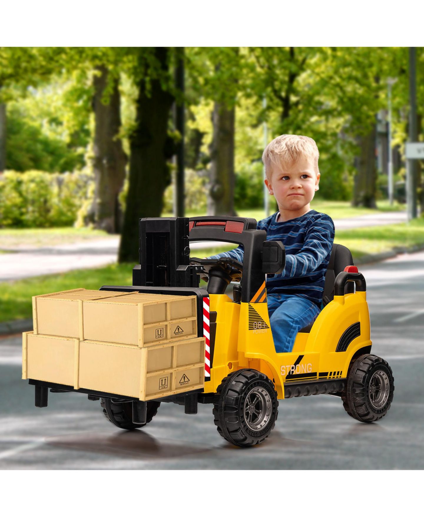 Детская игрушка homfan 12V Kids Ride-On Car, Electric Forklift Toy, Large, Dual 390 Motors, 66 lbs Seat Capacity, 3–6 лет — фото 6