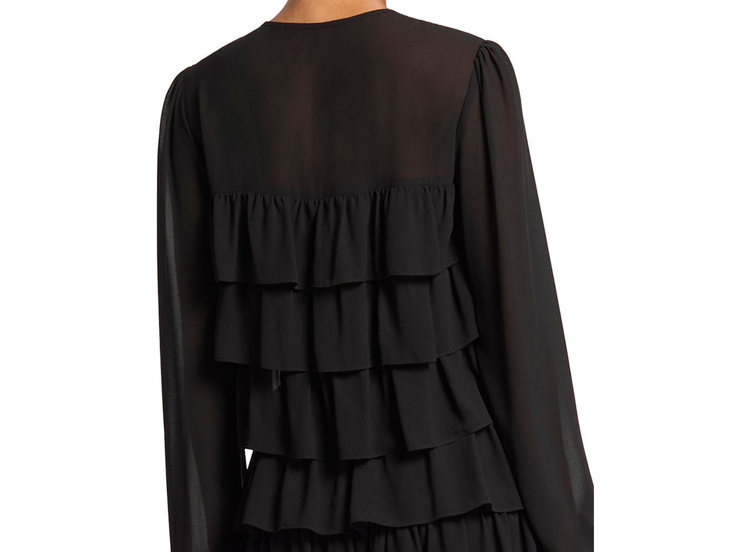 Женское платье Michael Kors Long-Sleeve Ruffle Tier Maxi, цвет: Чёрный — фото 4