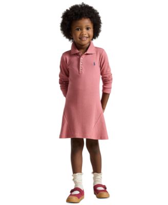 Polo Ralph Lauren - Girls' 2T-6X Stretch Mesh Long-Sleeve Polo Dress Canvas Pink
