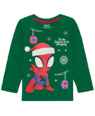 Boys' 12M-5T Spidey Amazing Season Long-Sleeve Holiday T-Shirt