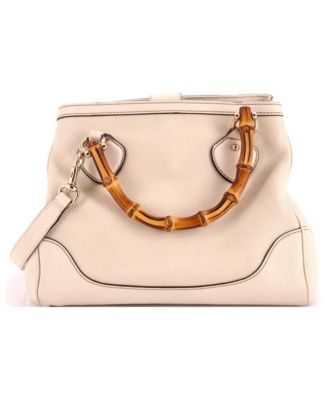 Small Diana Bamboo Top Handle Tote Leather
