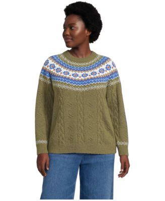 Women's Fair Isle Cable-Knit Bobble Sweater