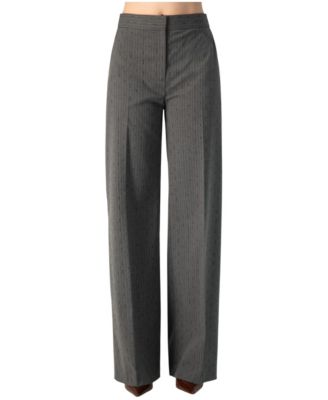 Women's Pinstripe High-Waist Rhinestone Trousers