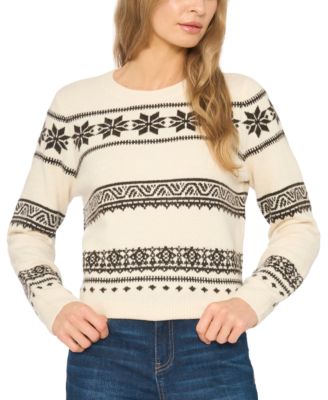 Women's Fair Isle Fitted Crewneck Long-Sleeve Sweater