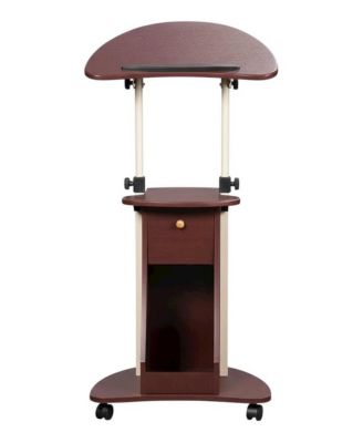 Rolling Adjustable Laptop Cart, Storage For Office Workspace