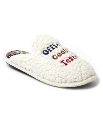 Women's Embroidered Teddy Scuff Faux Shearling Slip-Resistant Round-Toe Slippers