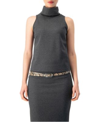 Women's Stretch Fitted Sleeveless Turtleneck Knit Top