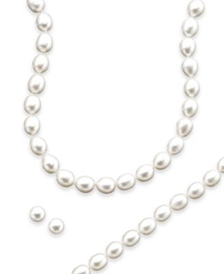 Macys Girls Set of 3 Pairs Sterling Silver Earrings Crosses Crystal and 4mm Pearls 