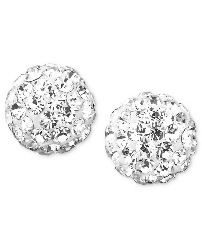 Macy's 10k Gold Crystal Accent Ball Stud Earrings Macy's