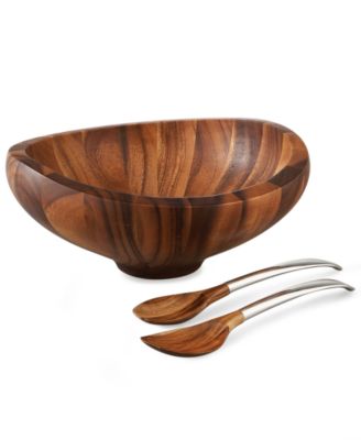 Nambe Butterfly 3 piece Wood Salad Set with Servers