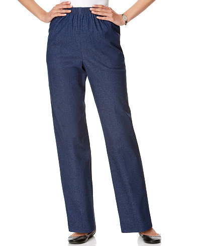 Alfred Dunner Denim Pull-On Straight-Leg Pants - Jeans - Women - Macy's