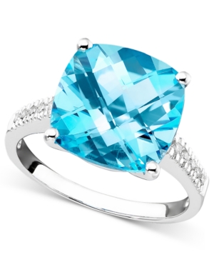 image of 14k White Gold Ring, Blue Topaz (7-3/4 ct. t.w.) and Diamond Accent Ring