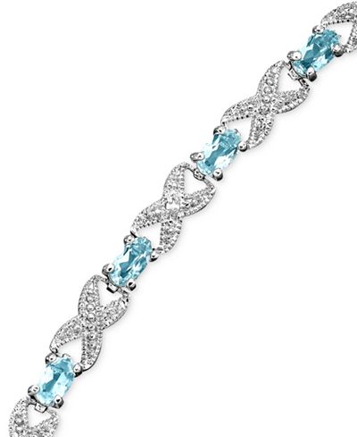 Sterling Silver Blue Topaz and Diamond Accent 6-8 inch Bracelets