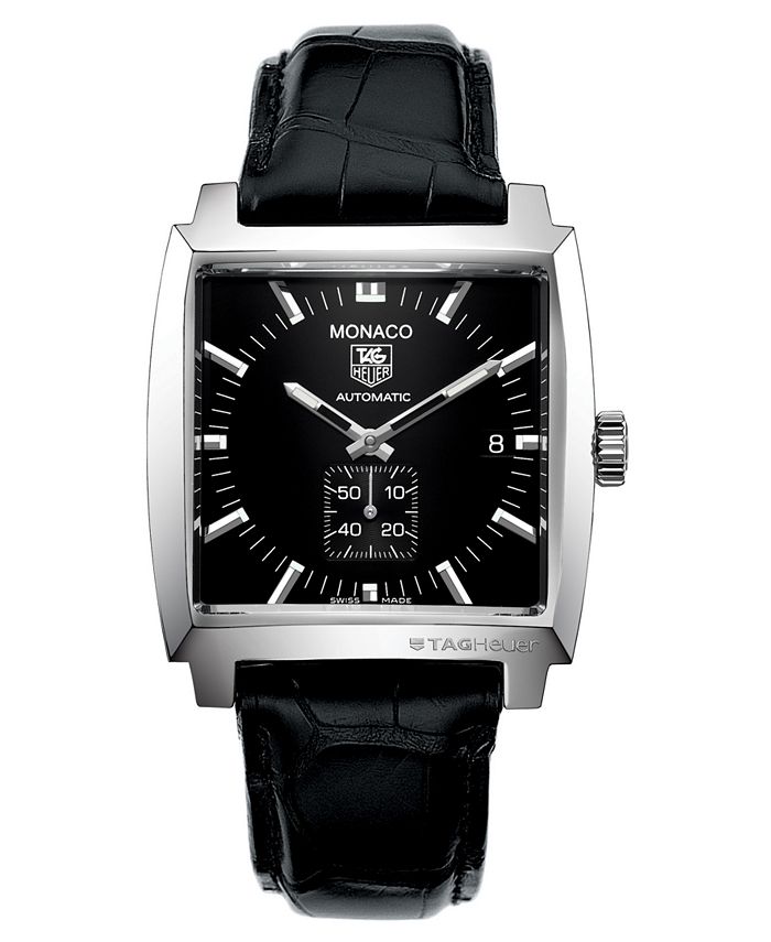 TAG Heuer - Men's Swiss Automatic Monaco Black Croc Embossed Leather Strap Watch 37mm WW2110.FC6177
