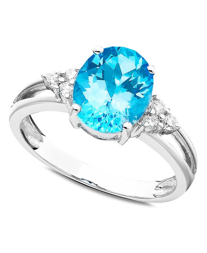 Macy's 14k White Gold Ring, Blue Topaz (23/4 ct. t.w.) and Diamond (1/10 ct. t.w.) Macy's