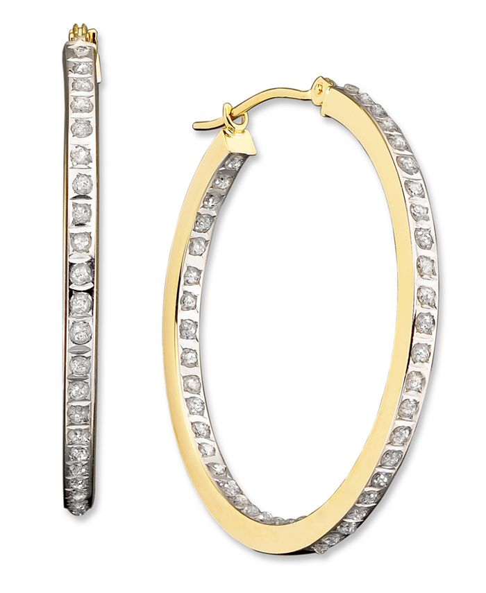 Diamond Fascination Diamond Accent Hoop Earrings in 14k White or Yellow