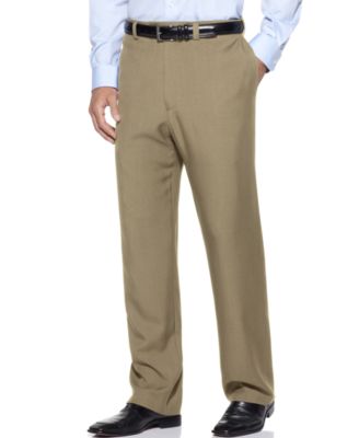 Haggar - Men's Stria Classic Fit Flat Front Hidden Expandable Dress Pants