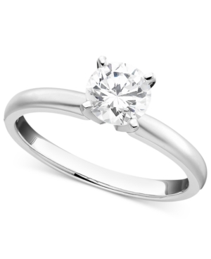 image of Engagement Ring, Certified Colorless Diamond (1/2 ct. t.w.) and 18k White Gold