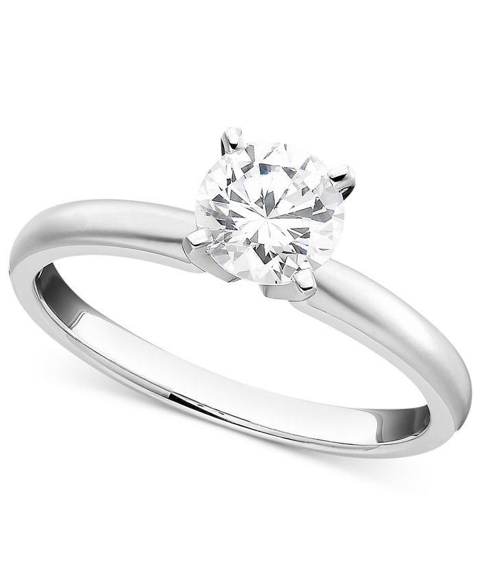 Macy's - 18k White Gold Ring, Certified Colorless Diamond Engagement (1/2 ct. t.w.)