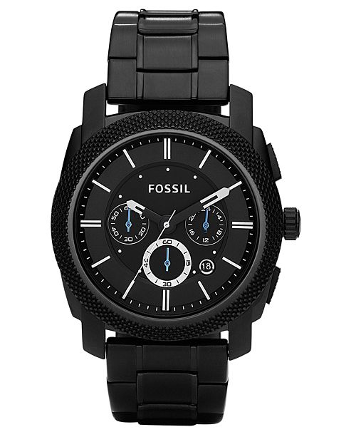 Fossil Men S Chronograph Machine Black Stainless Steel Bracelet