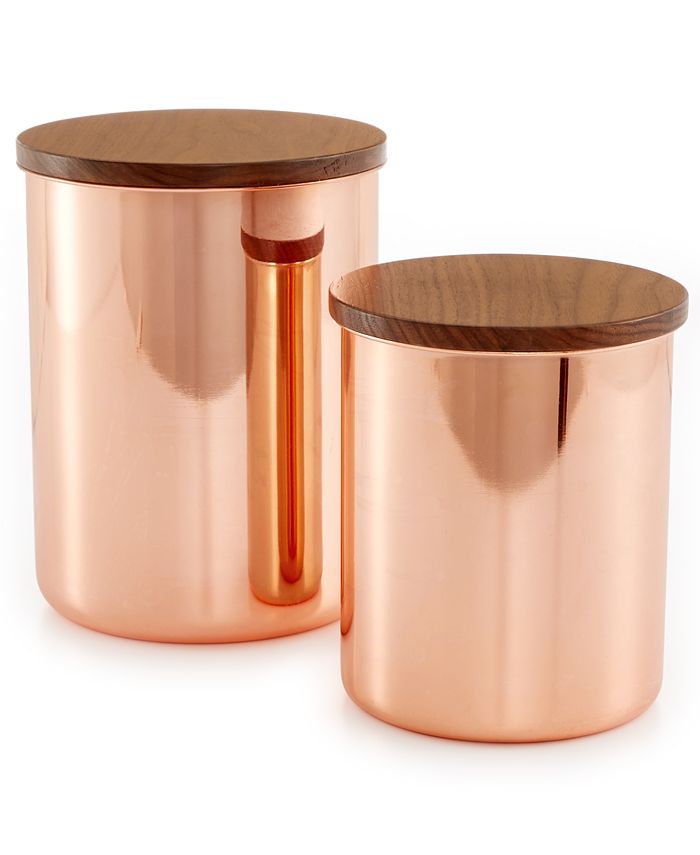 Amazon.com: Copper-Canister Set With Wood Lids - 3 pcs Airtight Copper-Storage  Jar Set - Kitchen Supplies - ID12 : Home & Kitchen