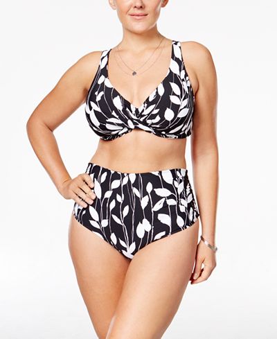 Anne Cole Plus Size Vines Bikini Top & High-Waist Bottoms