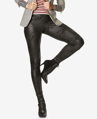 Hue Women's Python-Embossed Microsuede Leggings