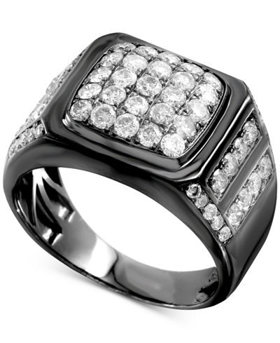 Men's Gray Diamond Cluster Ring (2 ct. t.w.) in Sterling Silver with Gray Rhodium Plating