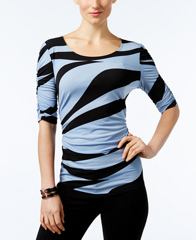 Alfani Printed Ruched Top, Only at Macy's
