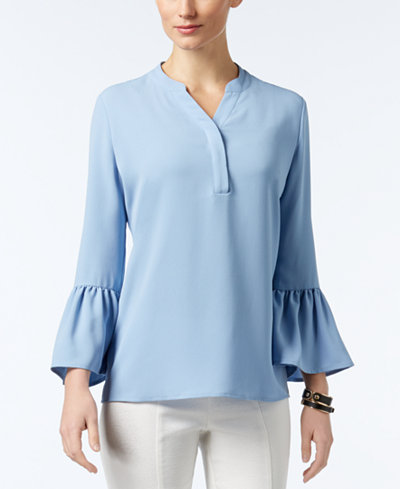 Alfani Y-Neck Bell-Sleeve Blouse, Only at Macy's