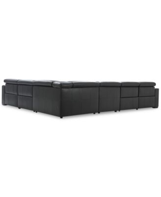 Nevio 6-pc Leather Sectional Sofa with Chaise, 3 Power Recliners and Articulating Headrests, Created for Macy's