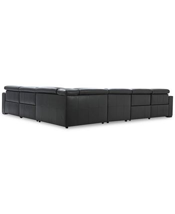 Furniture - Nevio 6-Pc. Leather Sectional w/ Chaise & 2 Power Recliners, Only at Macy's