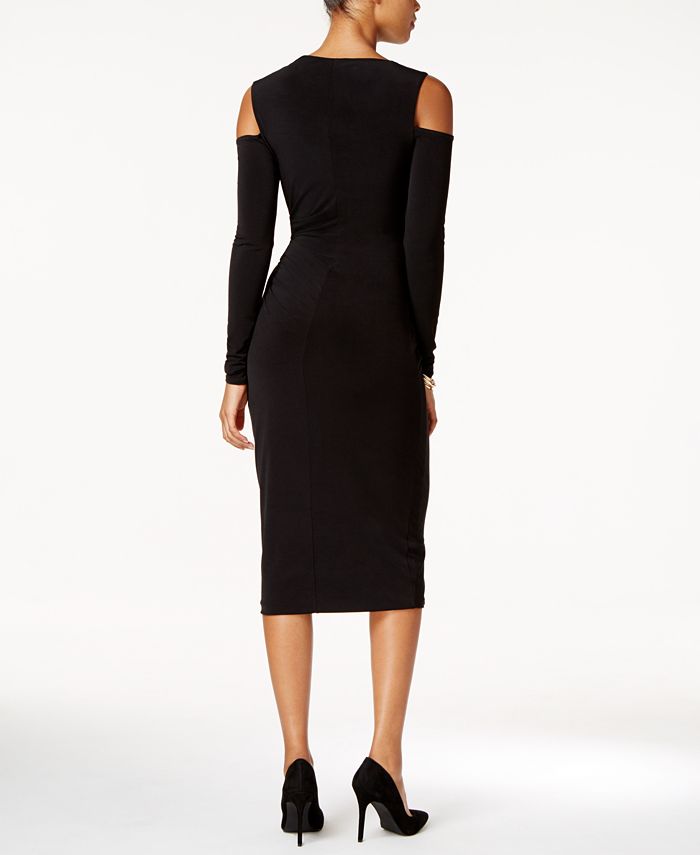 Bianca Rachele Cold Shoulder Slit Midi Dress