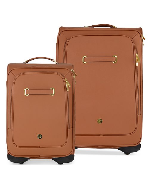 Joy Mangano Christie Leather Luggage With Spinball Wheels