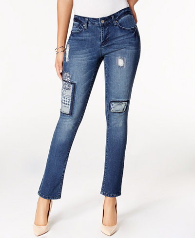 Earl Jeans Patched Dark Wash Skinny Jeans, A Macy's Exclusive Style