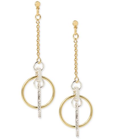 Touch of Silver Two-Tone Multi-Ring Drop Earrings