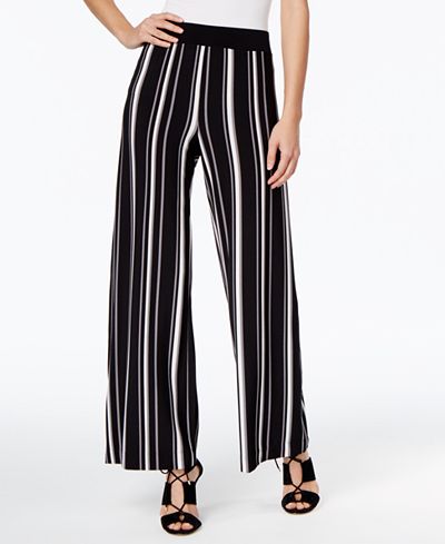 I.N.C. Striped Wide-Leg Trousers, Created for Macy's - Pants & Capris ...