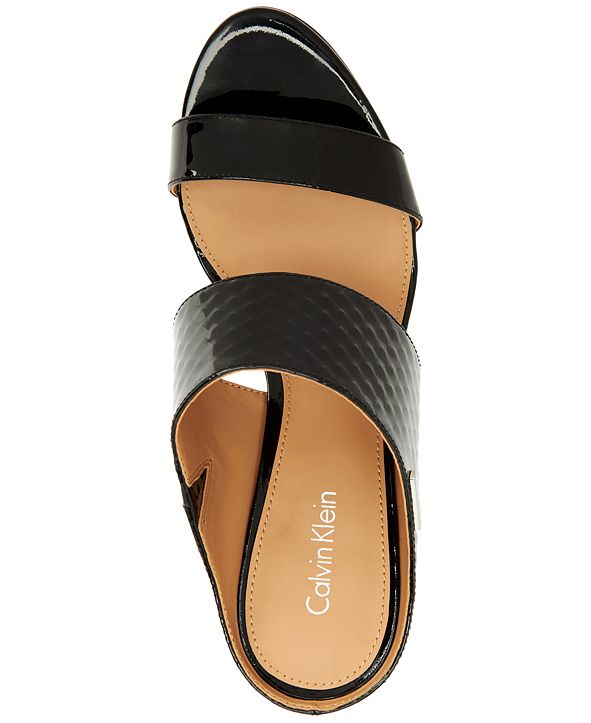 calvin klein women's cecily slip on heeled dress sandals