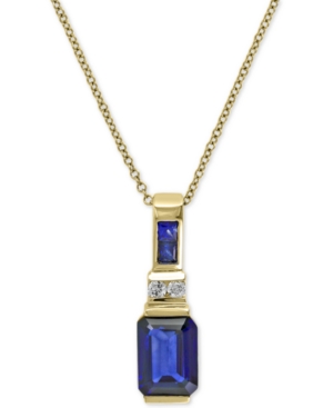 image of Effy Royale Bleu Sapphire (1-3/4 ct. t.w.) and Diamond Accent Pendant Necklace in 14k Gold (Also Available Brasilica by Effy Emerald), Created for Macy-s