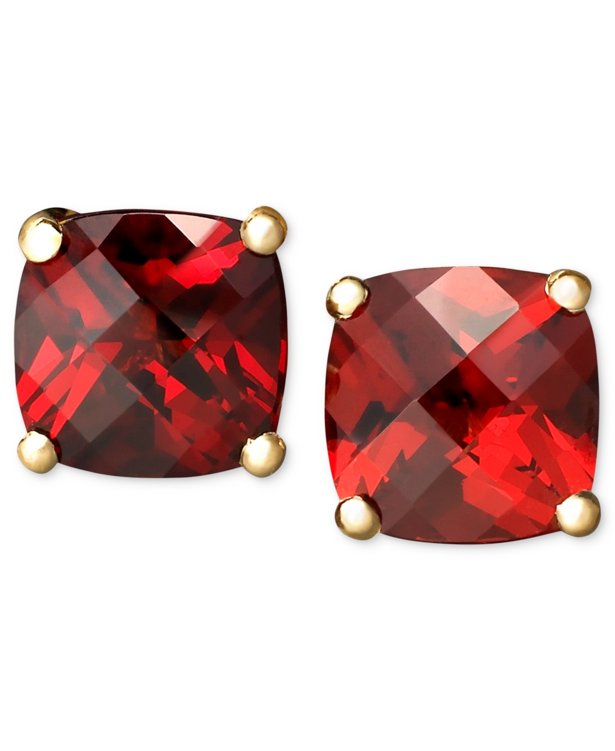Amethyst (1-3/4 ct. t.w.) Cushion Stud Earrings in 14k white gold (Also Available in Peridot, Citrine and Blue Topaz) - Garnet/January