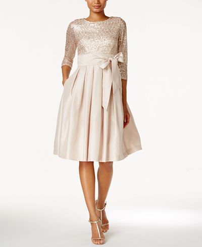 Jessica Howard Sequined Sash Fit & Flare Dress