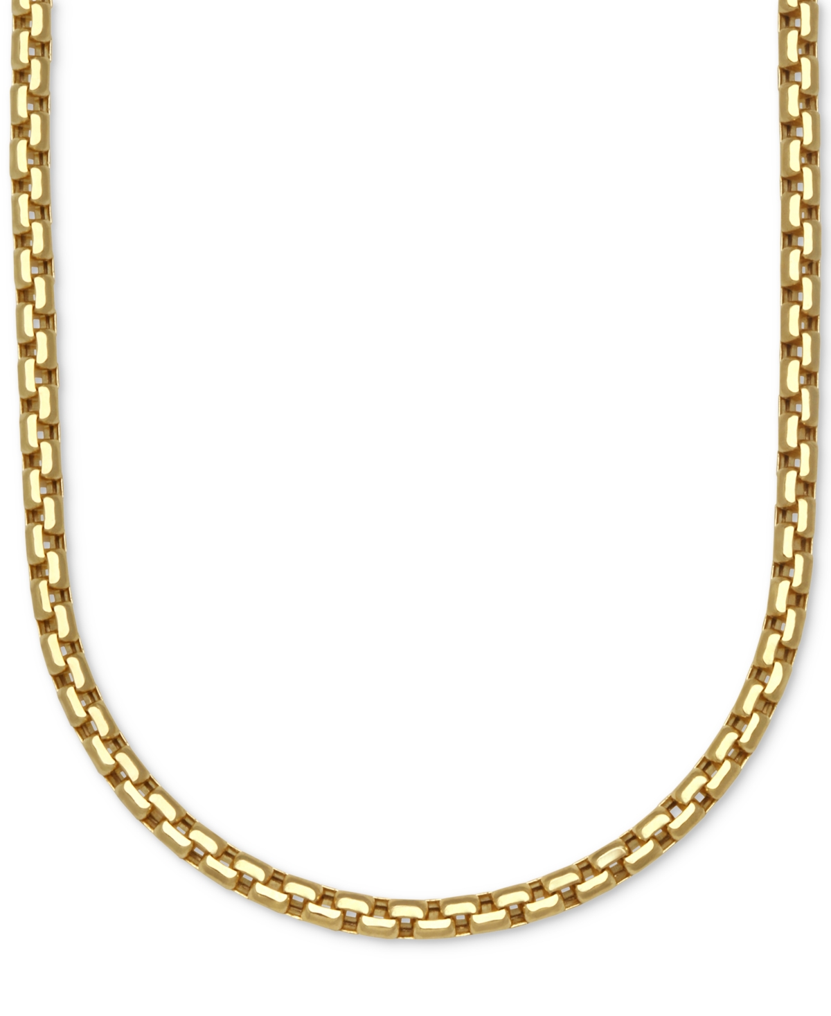 Large Rounded Box-Link 20" Chain Necklace (3.5mm) in 14k Gold - Yellow Gold