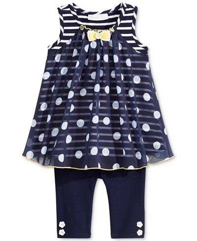 Bonnie Baby 2-Pc. Dot-Print Chiffon Tunic & Leggings Set, Baby Girls (0-24 months)