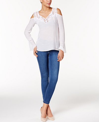 Thalia Sodi Crocheted Cold-Shoulder Top & Jeggings, Only at Macy's