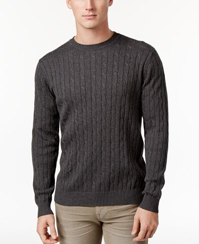 Club Room Men's Pima Cotton Cable-Knit Sweater, Only at Macy's